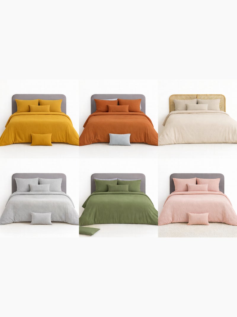 Completo letto in garza di cotone tinta unita Grigio - Kiabi