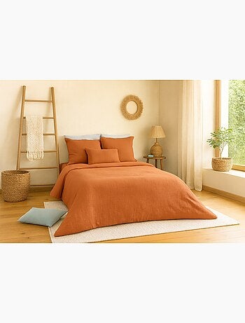 Completo letto in garza di cotone tinta unita
