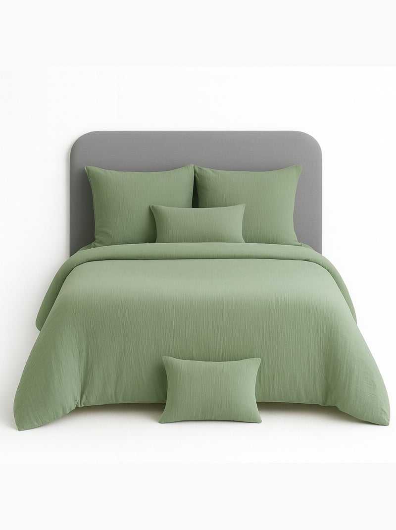 Completo letto in garza di cotone tinta unita Verde - Kiabi