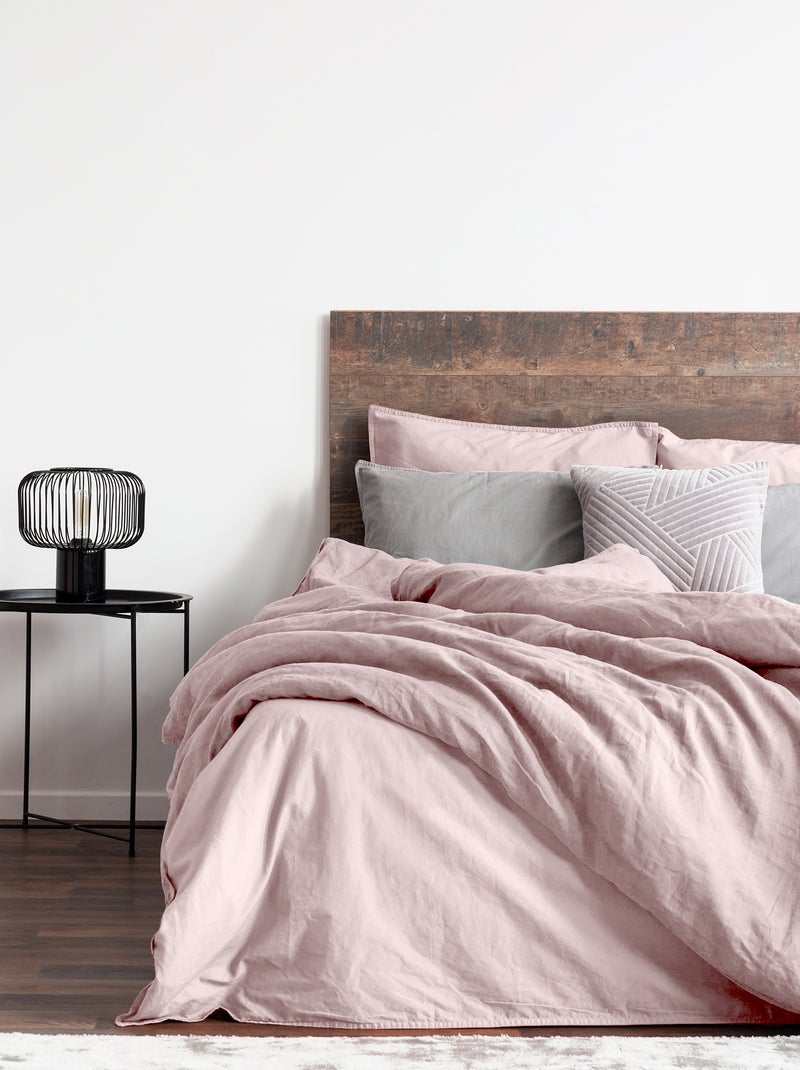 Completo letto in misto lino - 2 piazze ROSA - Kiabi
