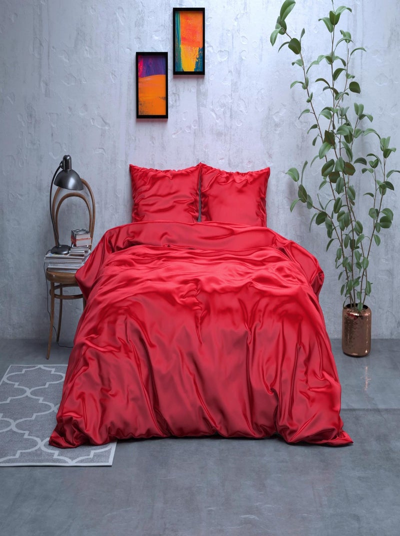 Completo Letto in Raso Rosso Rosso - Kiabi