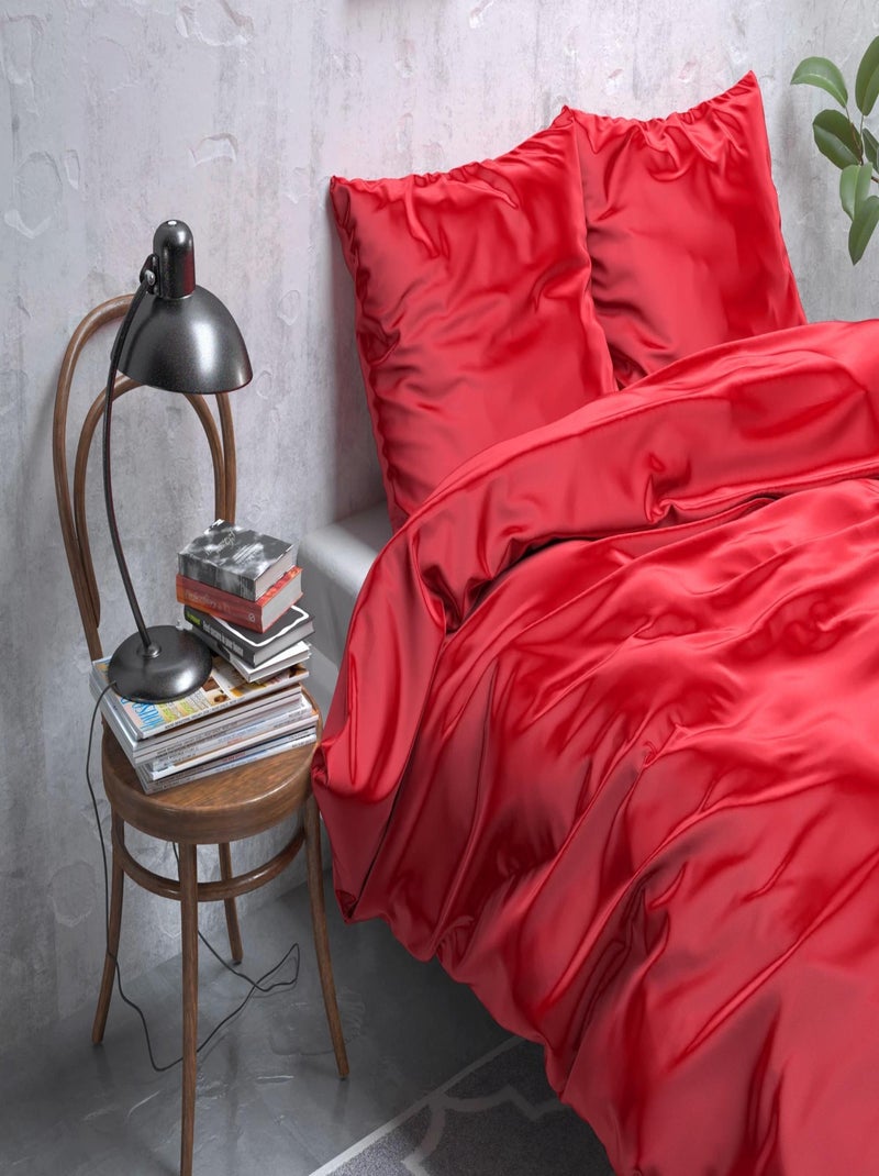 Completo Letto in Raso Rosso Rosso - Kiabi