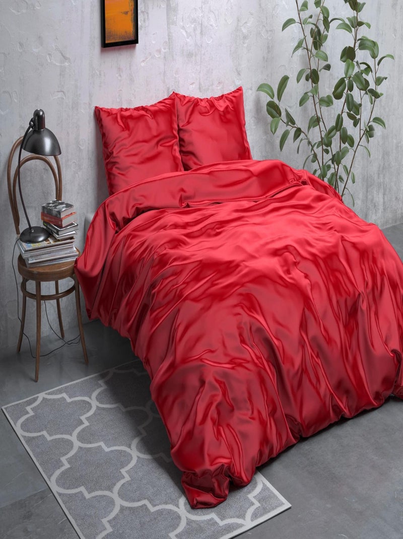 Completo Letto in Raso Rosso Rosso - Kiabi