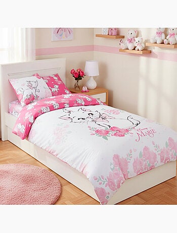 Completo Letto Marie Cat Disney Bambino, 100% Cotone Oeko-Tex, Letto Singolo, Rosa