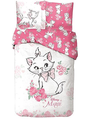 Completo Letto Marie Cat Disney Bambino, 100% Cotone Oeko-Tex, Letto Singolo, Rosa