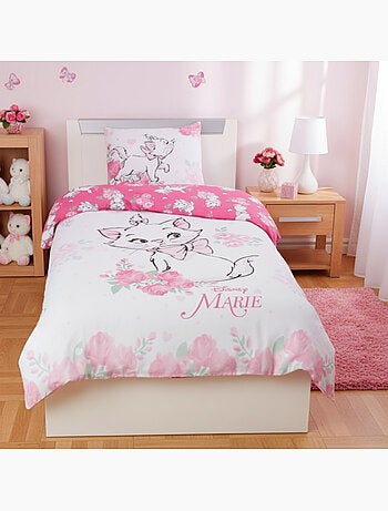 Completo Letto Marie Cat Disney Bambino, 100% Cotone Oeko-Tex, Letto Singolo, Rosa