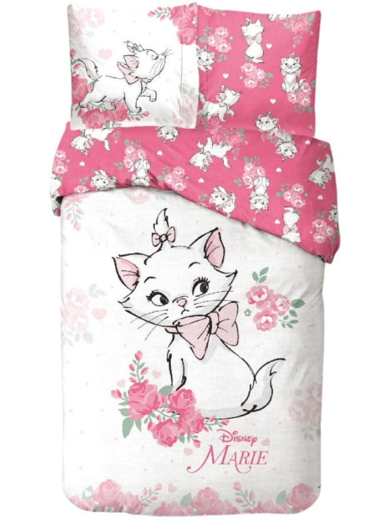 Completo Letto Marie Cat Disney Bambino, 100% Cotone Oeko-Tex, Letto Singolo, Rosa Rosa - Kiabi