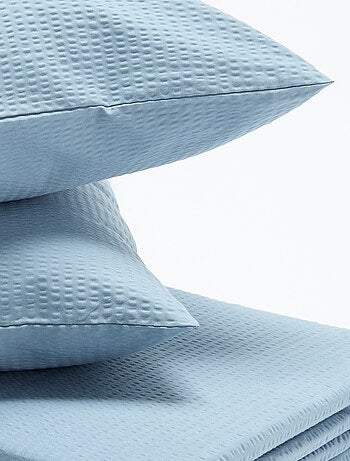 Completo letto matrimoniale 260 x 240 cm in seersucker - Kiabi Home - Blu