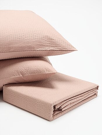 Completo letto matrimoniale 260 x 240 cm in seersucker - Kiabi Home - Blu