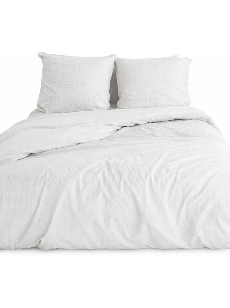 Completo letto microfibra goffrata Bianco - Kiabi