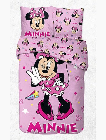 Completo letto Minnie Disney per bambini, 100% cotone Oeko-Tex, letto singolo, LOVELY