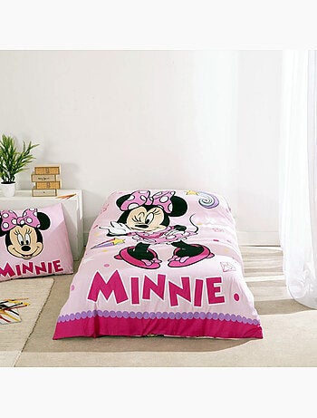 Completo letto Minnie Disney per bambini, 100% cotone Oeko-Tex, letto singolo, LOVELY
