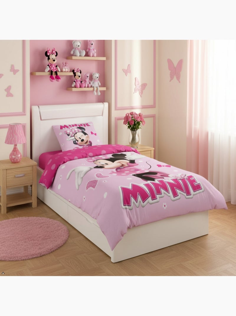 Completo letto Minnie Disney per bambini, 100% cotone Oeko-Tex, letto singolo, rosa (PINK) Rosa - Kiabi