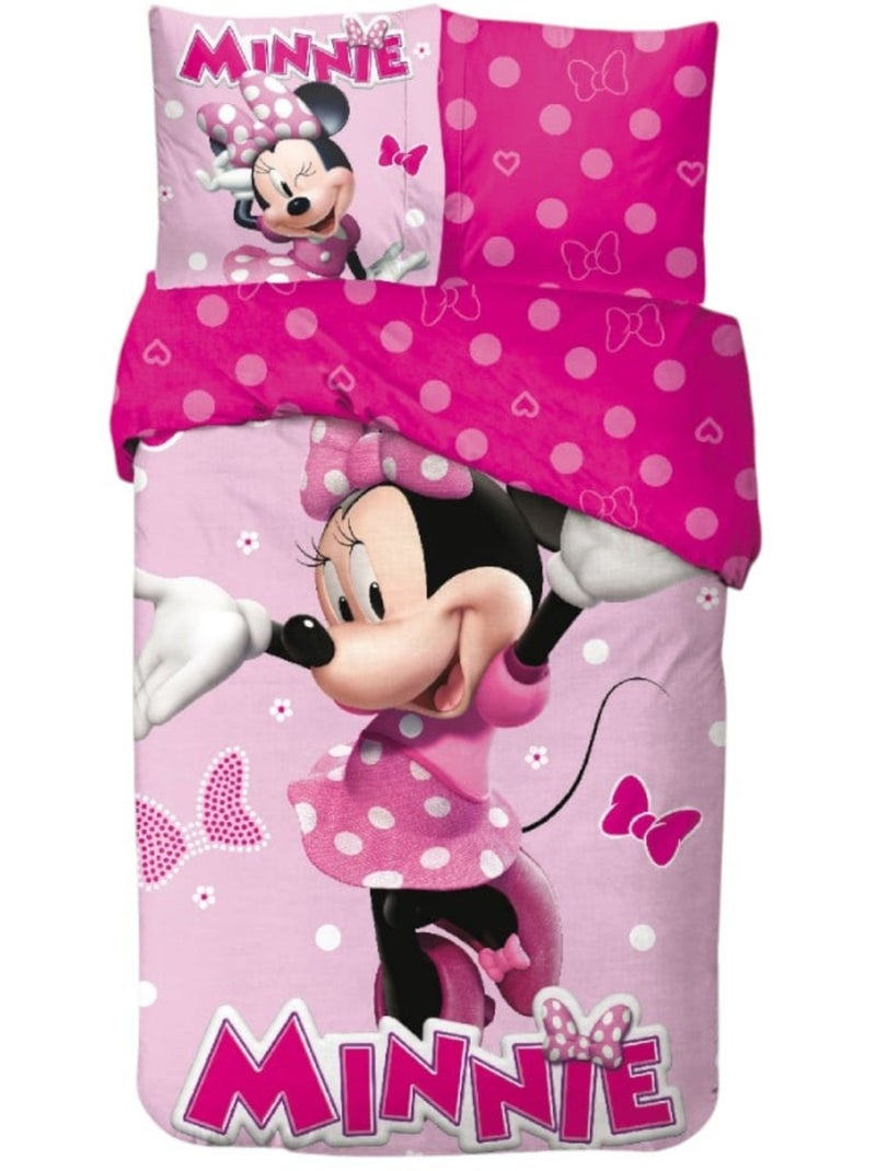 Completo letto Minnie Disney per bambini, 100% cotone Oeko-Tex, letto singolo, rosa (PINK) Rosa - Kiabi