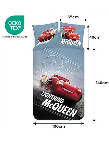 Completo letto neonato Cars con Lightning McQueen fosforescente reversibile – 100% cotone