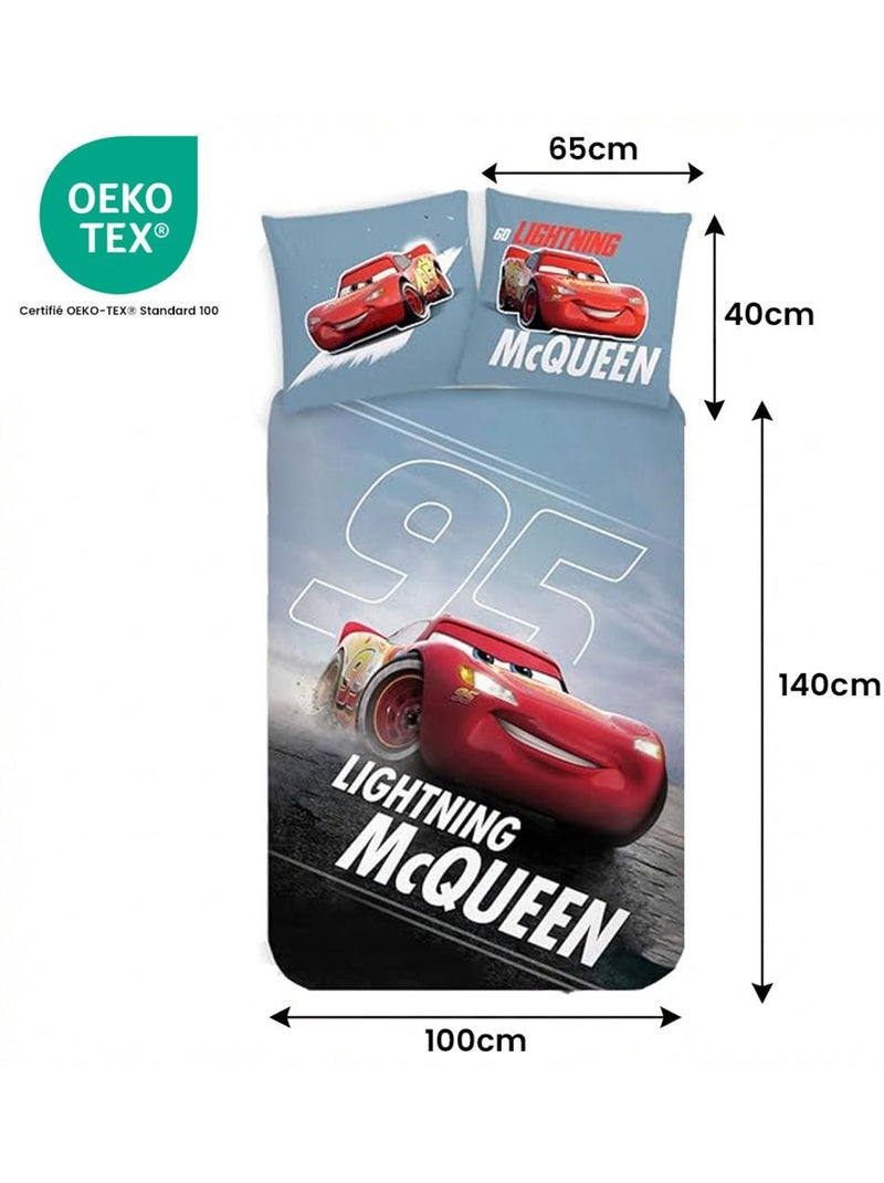 Completo letto neonato Cars con Lightning McQueen fosforescente reversibile – 100% cotone Blu - Kiabi