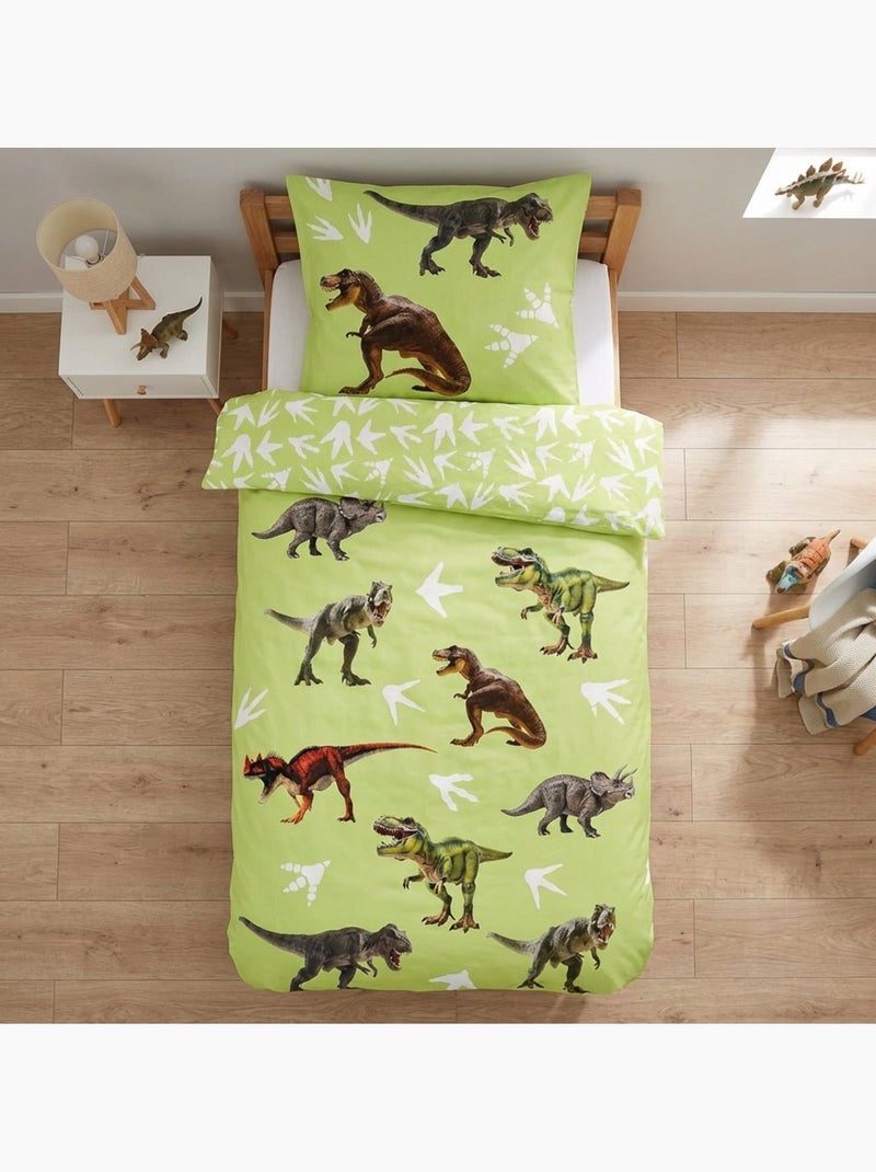 Completo Letto Neonato Cotone Reversibile Dinosauro Verde - Kiabi