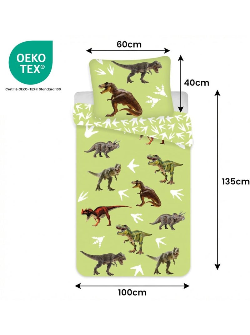 Completo Letto Neonato Cotone Reversibile Dinosauro Verde - Kiabi