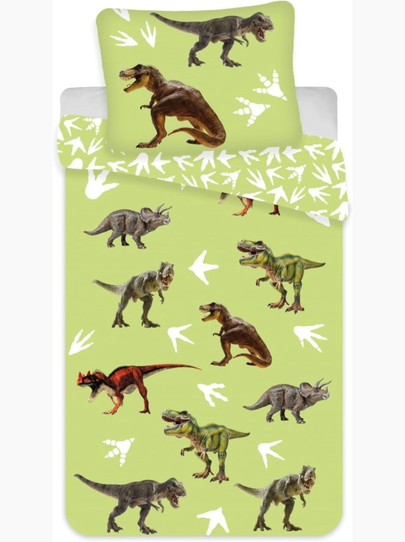 Completo Letto Neonato Cotone Reversibile Dinosauro Verde - Kiabi