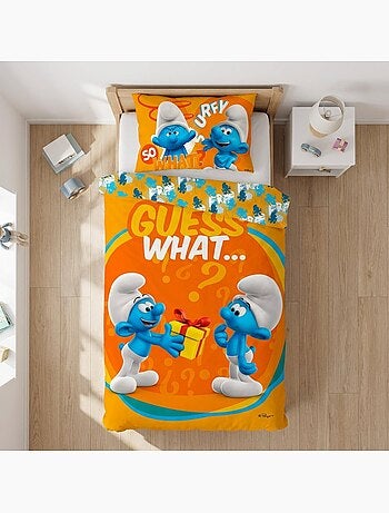 Completo letto neonato dei Puffi con Puffo reversibile – 100% cotone