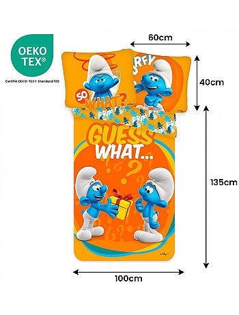 Completo letto neonato dei Puffi con Puffo reversibile – 100% cotone
