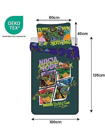Completo letto neonato delle Tartarughe Ninja con Leonardo, Donatello, Michelangelo e Raphael