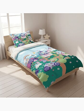 Completo letto neonato Principesse con arcobaleno e nuvola reversibile – 100% cotone