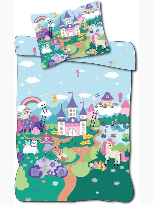 Completo letto neonato Principesse con arcobaleno e nuvola reversibile – 100% cotone - Kiabi