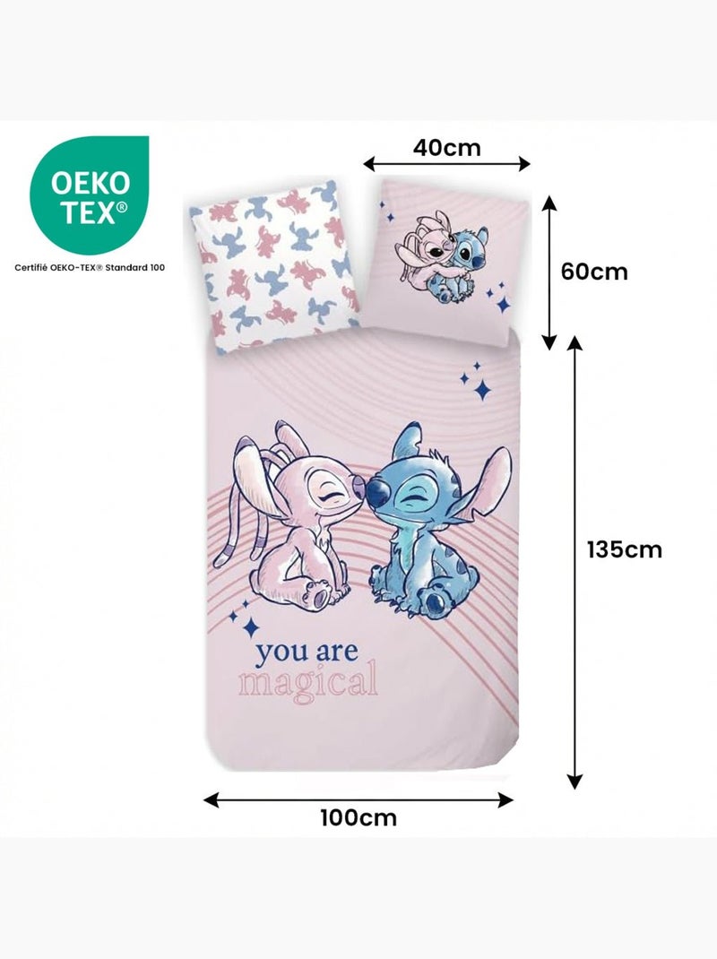 Completo letto neonato Stitch con Angel reversibile – 100% cotone Rosa - Kiabi