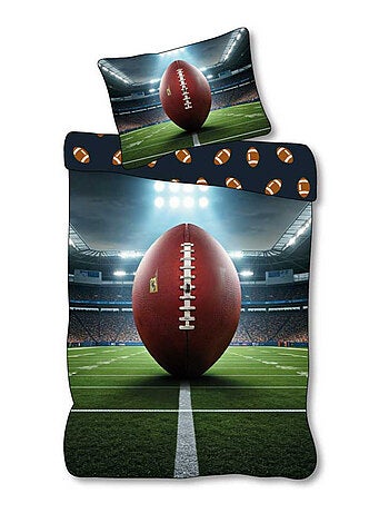 Completo Letto Pallone da Rugby, Sport, 100% Cotone Oeko-Tex, Copripiumino 140x200 cm