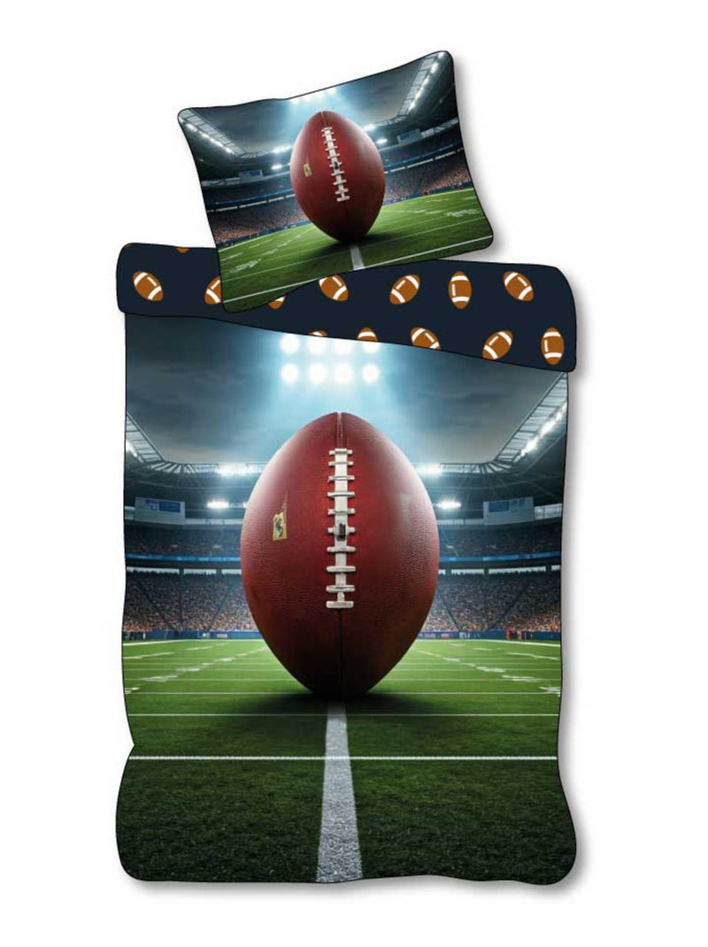 Completo Letto Pallone da Rugby, Sport, 100% Cotone Oeko-Tex, Copripiumino 140x200 cm Verde - Kiabi