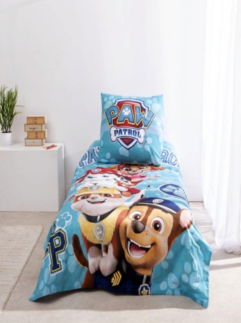 Completo letto Paw Patrol per bambini, 100% cotone Oeko?Tex, letto singolo, BRAVE Blu - Kiabi