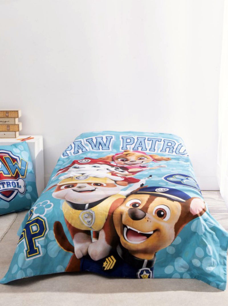 Completo letto Paw Patrol per bambini, 100% cotone Oeko?Tex, letto singolo, BRAVE Blu - Kiabi
