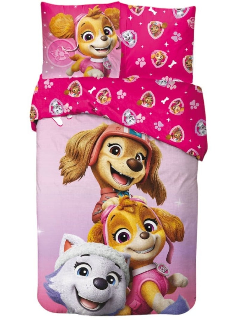 Completo Letto Paw Patrol per Bambino, 100% Cotone Oeko-Tex, Stampa Reversibile, Singolo, ROSA Rosa - Kiabi