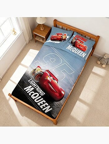 Completo letto per bambini Cars con Lightning McQueen fosforescente reversibile – 100% cotone
