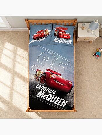 Completo letto per bambini Cars con Lightning McQueen fosforescente reversibile – 100% cotone