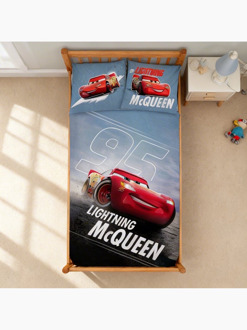 Completo letto per bambini Cars con Lightning McQueen fosforescente reversibile – 100% cotone Blu grigio - Kiabi