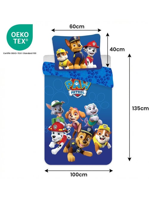 Completo letto per bambini di Paw Patrol con Chase, Marshall, Skye ed Everest reversibile - Kiabi