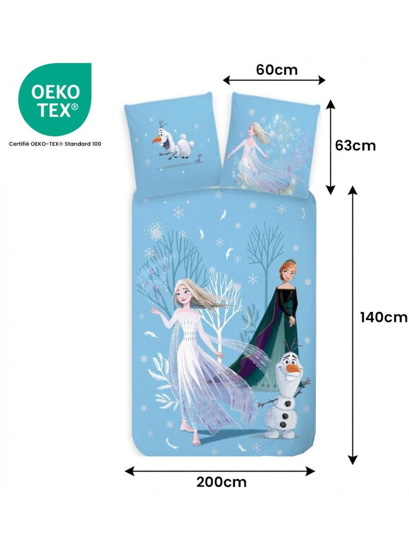 Completo letto per bambini Frozen con Elsa, Anna e Olaf reversibile – 100% cotone Blu - Kiabi