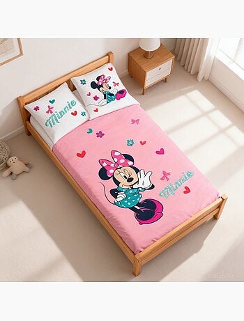 Completo letto per bambini Minnie con cuori reversibile – 100% cotone