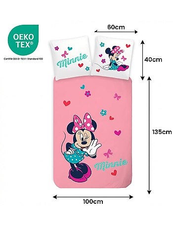 Completo letto per bambini Minnie con cuori reversibile – 100% cotone