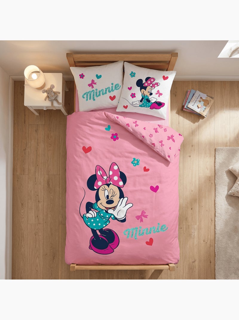 Completo letto per bambini Minnie con cuori reversibile – 100% cotone Rosa - Kiabi