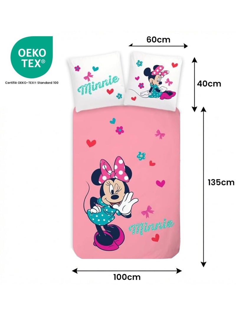 Completo letto per bambini Minnie con cuori reversibile – 100% cotone Rosa - Kiabi