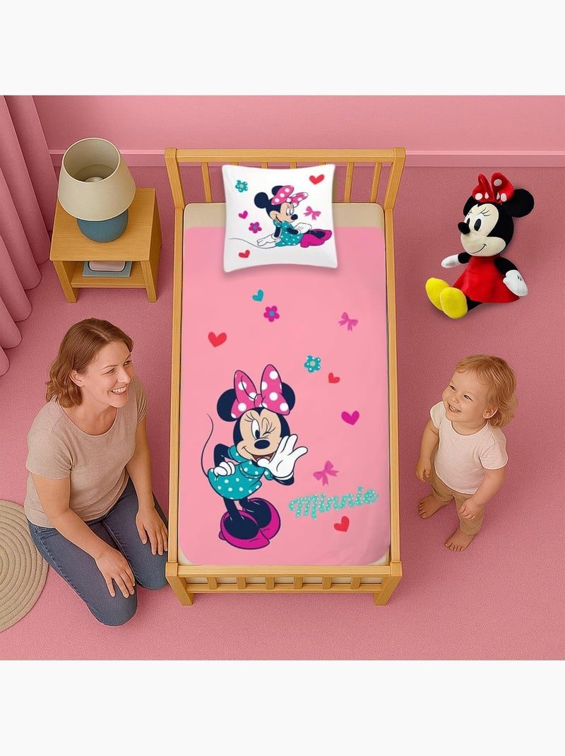 Completo letto per bambini Minnie con cuori reversibile – 100% cotone Rosa - Kiabi
