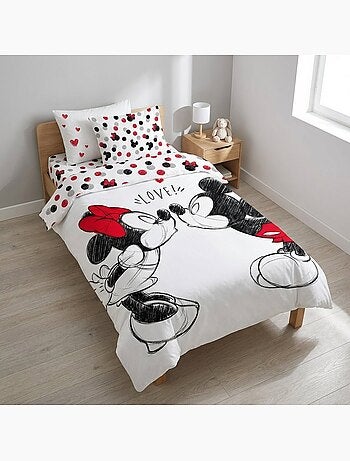 Completo letto per bambini Minnie con Mickey reversibile – 100% cotone