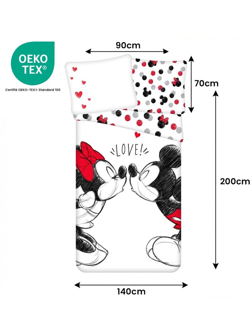 Completo letto per bambini Minnie con Mickey reversibile – 100% cotone Bianco - Kiabi