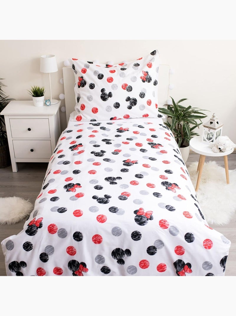 Completo letto per bambini Minnie con Mickey reversibile – 100% cotone Bianco - Kiabi