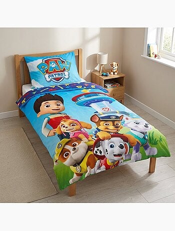 Completo letto per bambini Paw Patrol con Chase, Skye, Marshall e Rubble reversibile – cotone