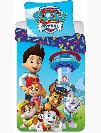 Completo letto per bambini Paw Patrol con Chase, Skye, Marshall e Rubble reversibile – cotone