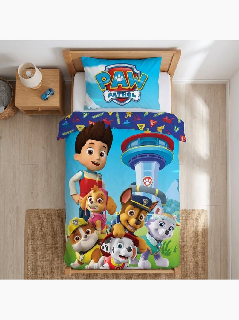 Completo letto per bambini Paw Patrol con Chase, Skye, Marshall e Rubble reversibile – cotone Blu - Kiabi
